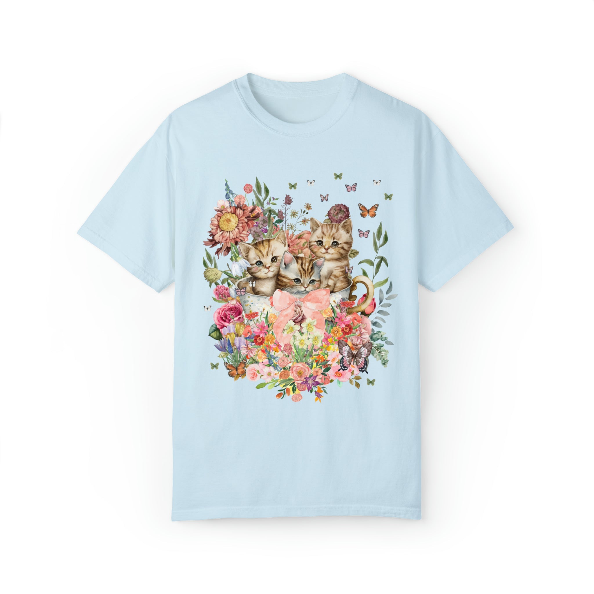 Cottagecore Cat Shirt for Cat Mom: Funny Watercolor Kittens in Cup - Opal and June