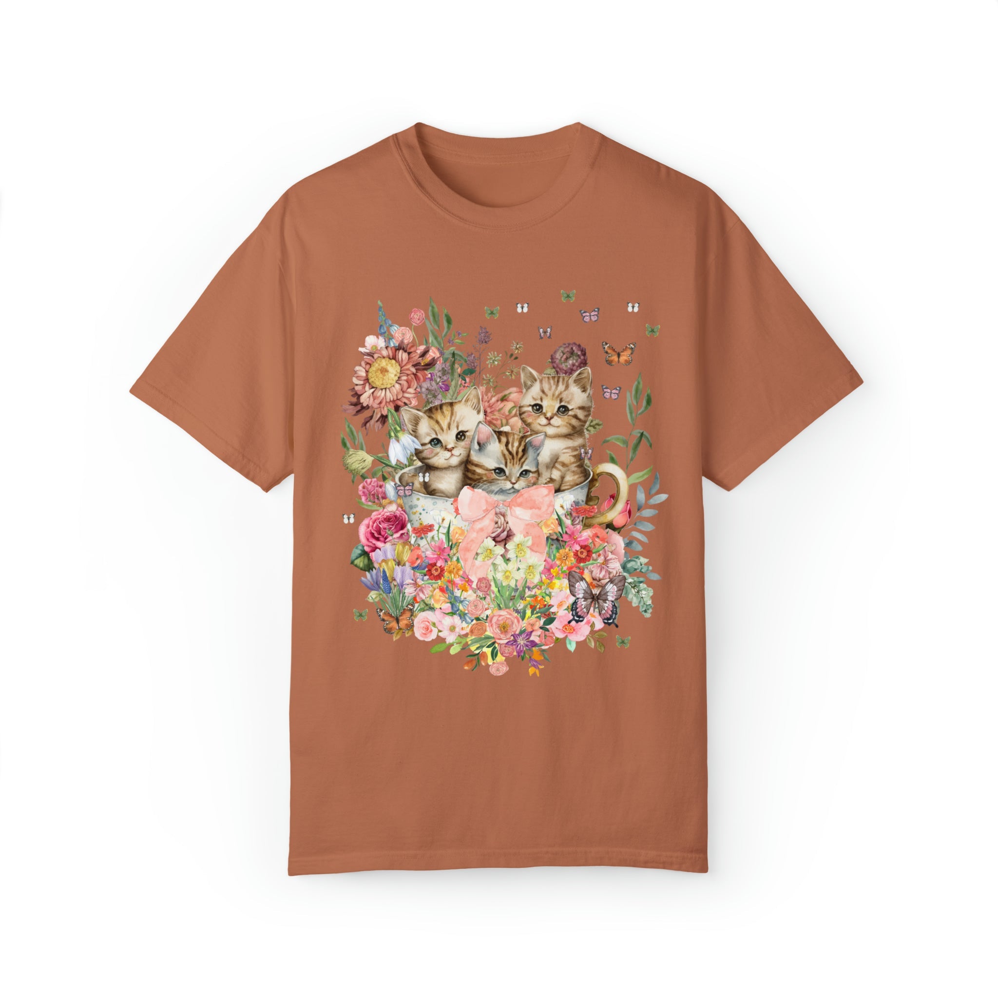 Cottagecore Cat Shirt for Cat Mom: Funny Watercolor Kittens in Cup - Opal and June
