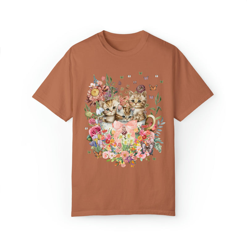 Cottagecore Cat Shirt for Cat Mom: Funny Watercolor Kittens in Cup - Opal and June