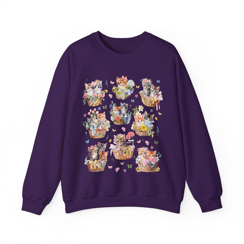 Cottagecore Cat Sweatshirt with 90s Retro Indie Sleaze Aesthetic | Colorful and Kitschy Whimsigoth Shirt for Cat Mom or Cat Dad, Cat Lover - Opal and June