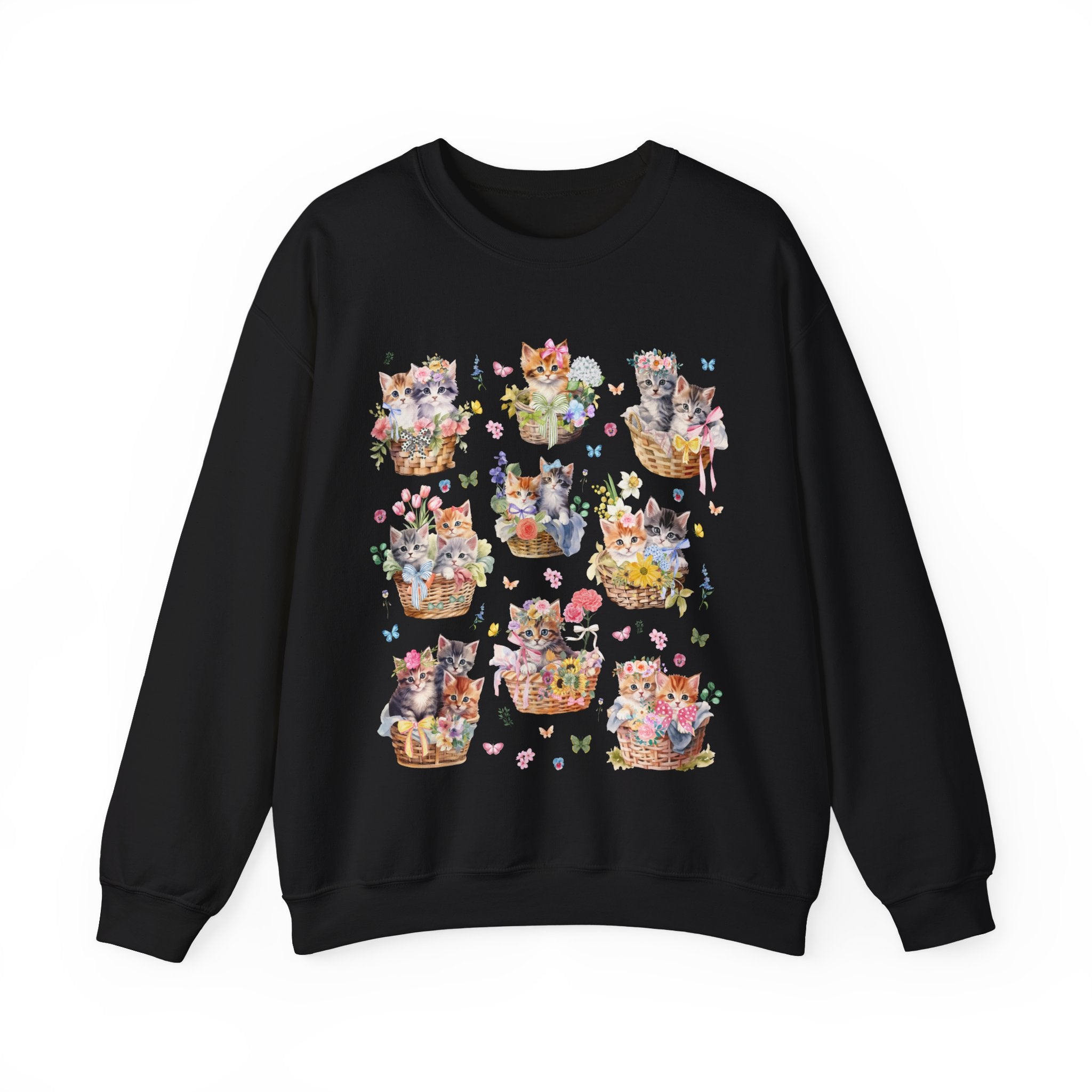 Cottagecore Cat Sweatshirt with 90s Retro Indie Sleaze Aesthetic | Colorful and Kitschy Whimsigoth Shirt for Cat Mom or Cat Dad, Cat Lover - Opal and June