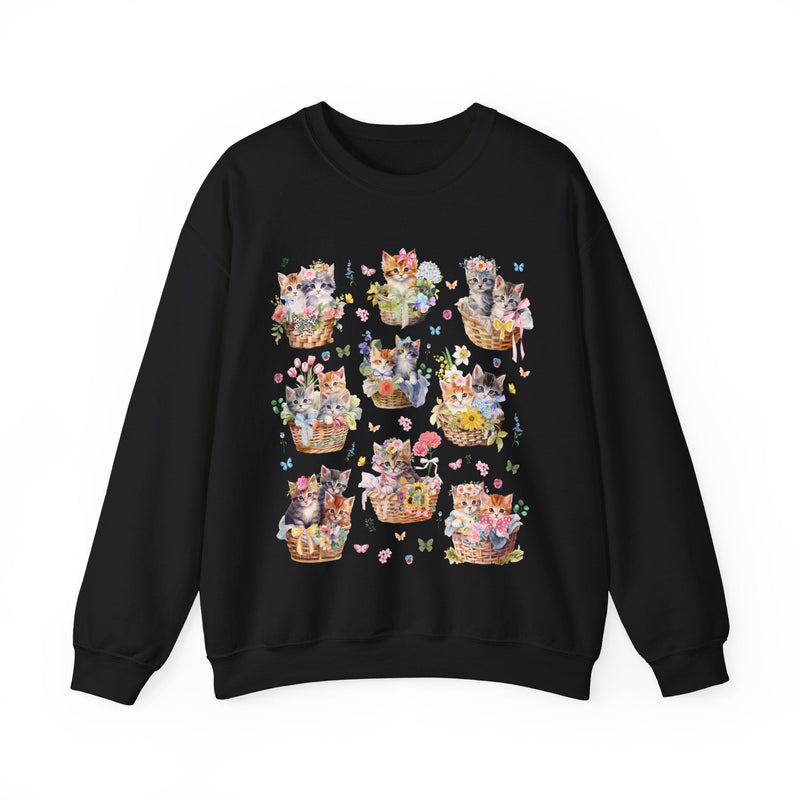 Cottagecore Cat Sweatshirt with 90s Retro Indie Sleaze Aesthetic | Colorful and Kitschy Whimsigoth Shirt for Cat Mom or Cat Dad, Cat Lover - Opal and June