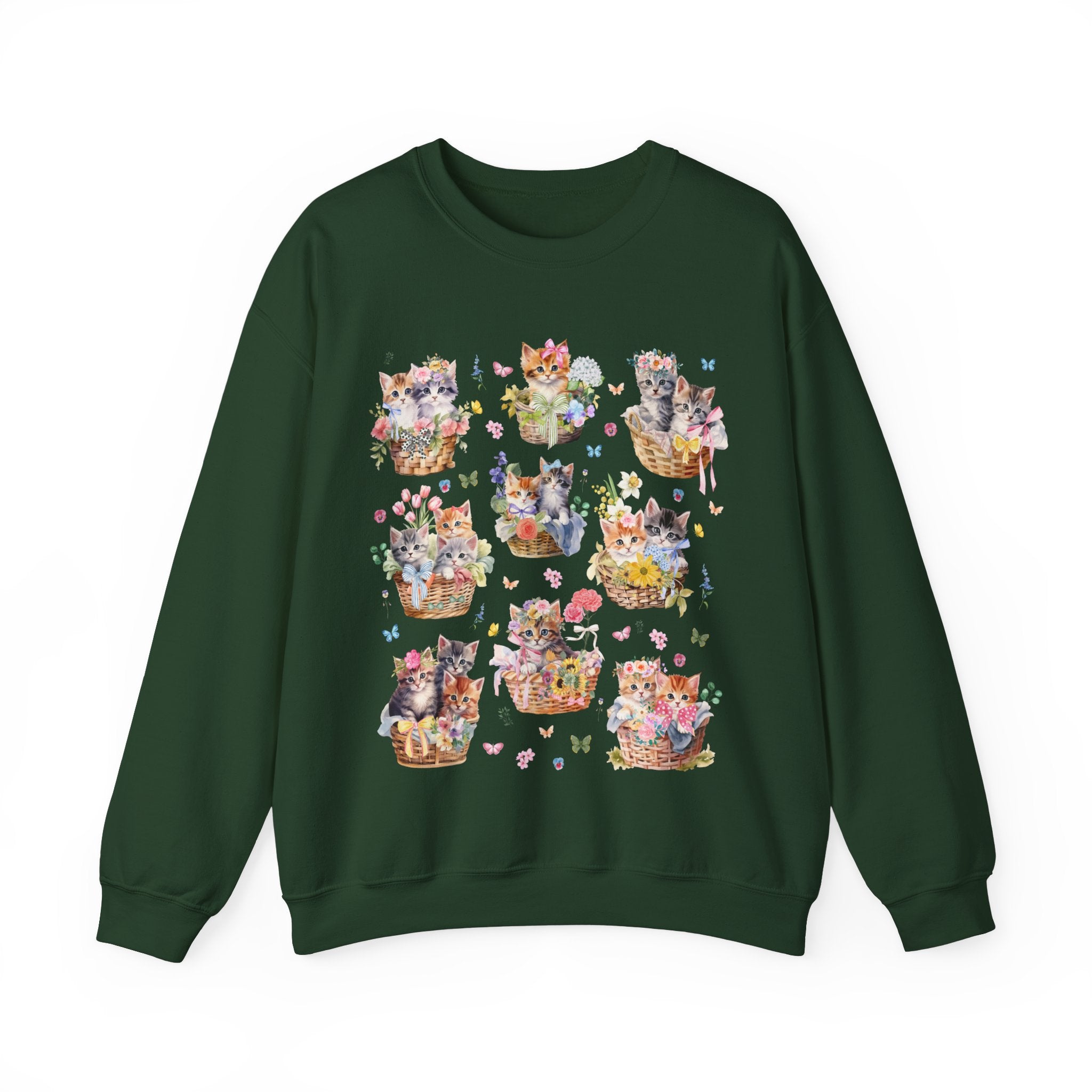 Cottagecore Cat Sweatshirt with 90s Retro Indie Sleaze Aesthetic | Colorful and Kitschy Whimsigoth Shirt for Cat Mom or Cat Dad, Cat Lover - Opal and June