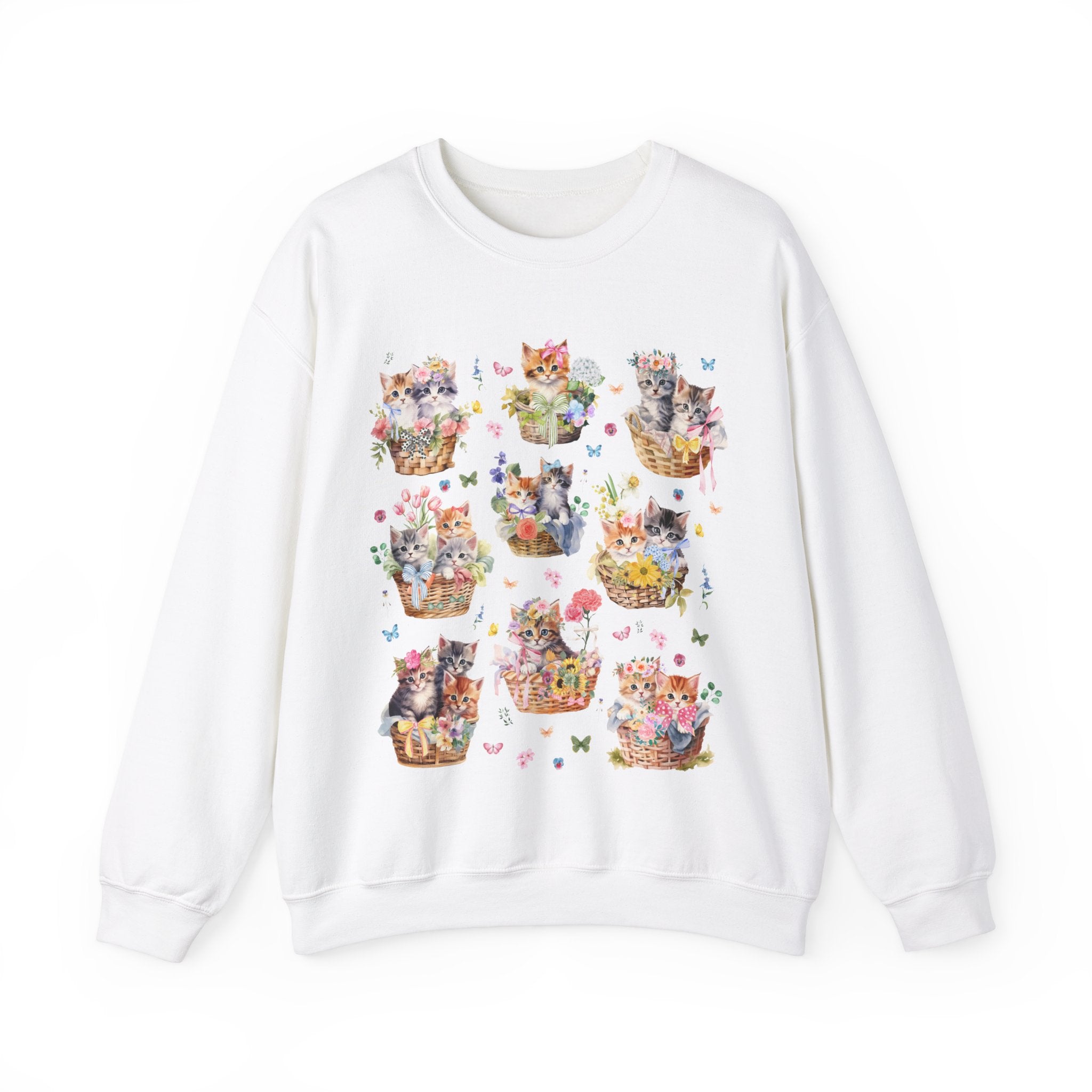 Cottagecore Cat Sweatshirt with 90s Retro Indie Sleaze Aesthetic | Colorful and Kitschy Whimsigoth Shirt for Cat Mom or Cat Dad, Cat Lover - Opal and June