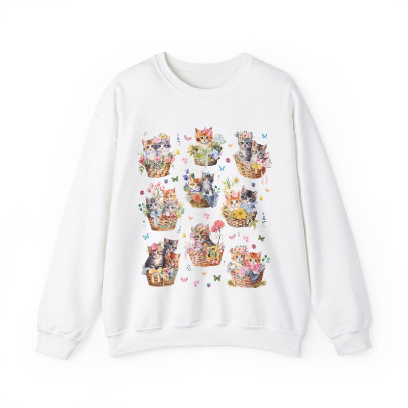 Cottagecore Cat Sweatshirt with 90s Retro Indie Sleaze Aesthetic | Colorful and Kitschy Whimsigoth Shirt for Cat Mom or Cat Dad, Cat Lover - Opal and June