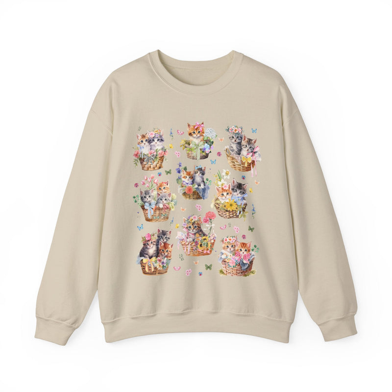Cottagecore Cat Sweatshirt with 90s Retro Indie Sleaze Aesthetic | Colorful and Kitschy Whimsigoth Shirt for Cat Mom or Cat Dad, Cat Lover - Opal and June