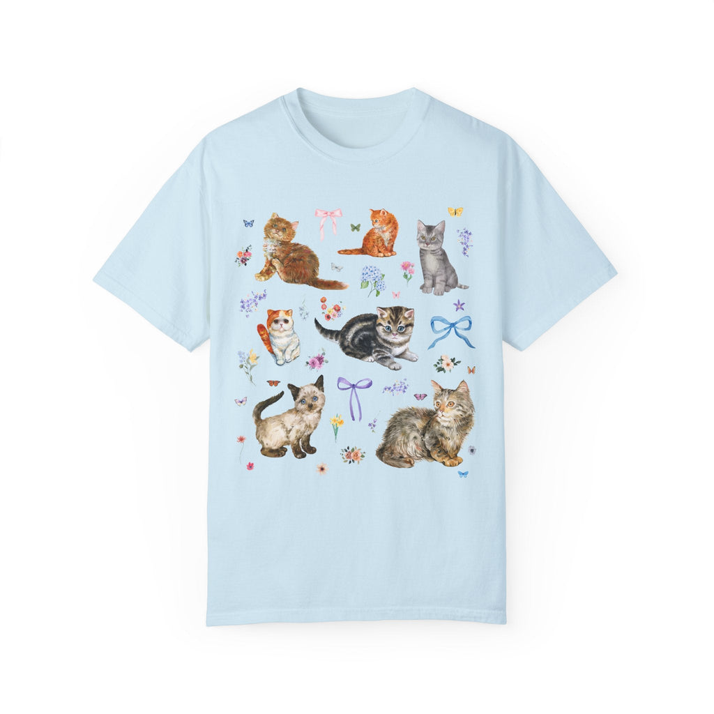 Cottagecore Cat Tee Shirt, Boho Butterflies Bows and Butterflies, Sweet Soft Girl Style 90s Aesthetic, Grandmacore Nineties Throwback Tee - Opal and June