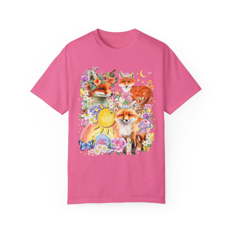 Cottagecore Fox Shirt for Animal Lover: Funny Watercolor Fox Forestcore Tee with Flowers, Colorful 90s Throwback Shirt, Silly Unhinged Tee - Opal and June