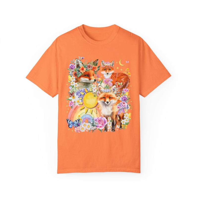 Cottagecore Fox Shirt for Animal Lover: Funny Watercolor Fox Forestcore Tee with Flowers, Colorful 90s Throwback Shirt, Silly Unhinged Tee - Opal and June