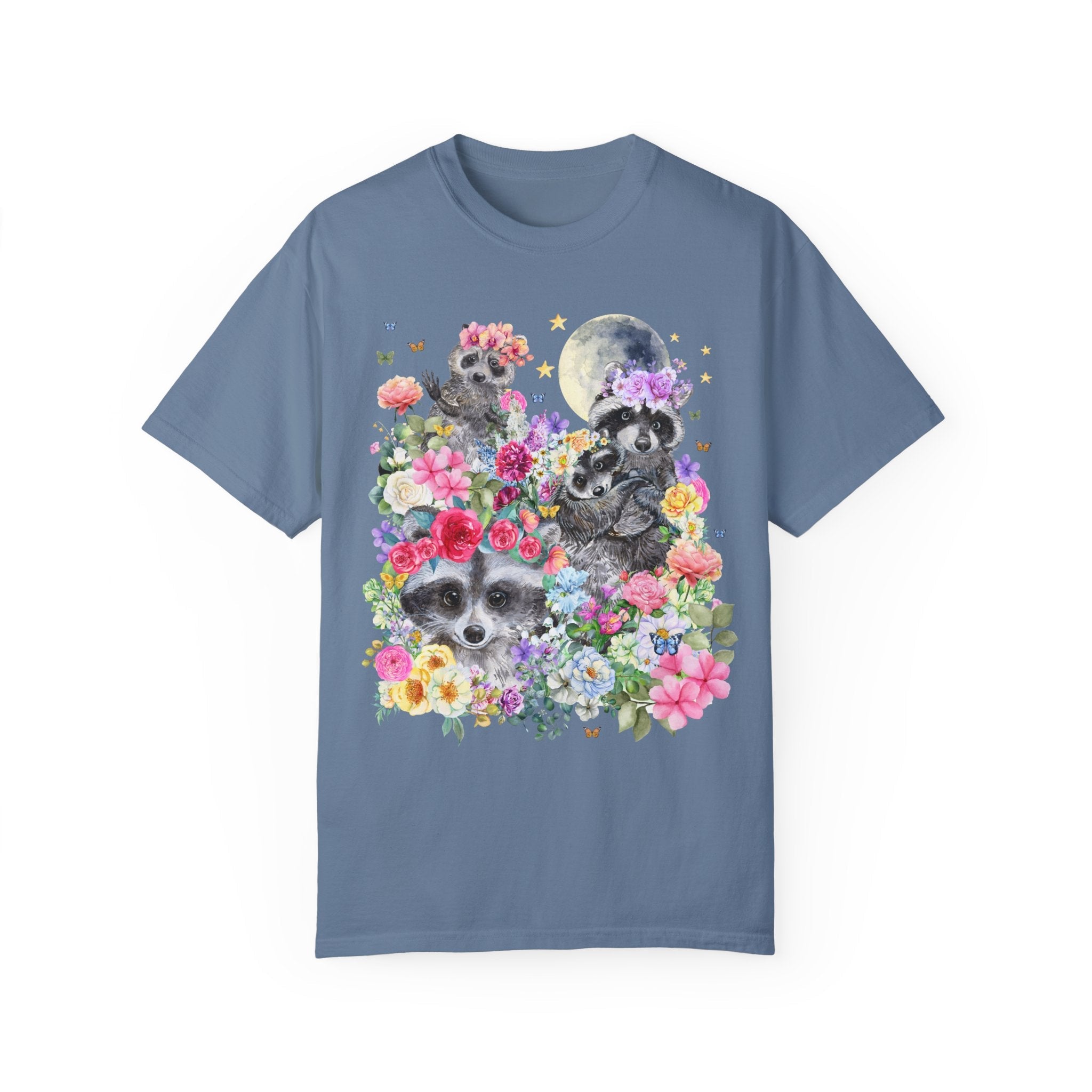Cottagecore Raccoon Shirt for Friend Who Loves Trash Pandas: Funny Watercolor Raccoons with Flowers, Colorful Kitschy 90s Throwback T-Shirt - Opal and June