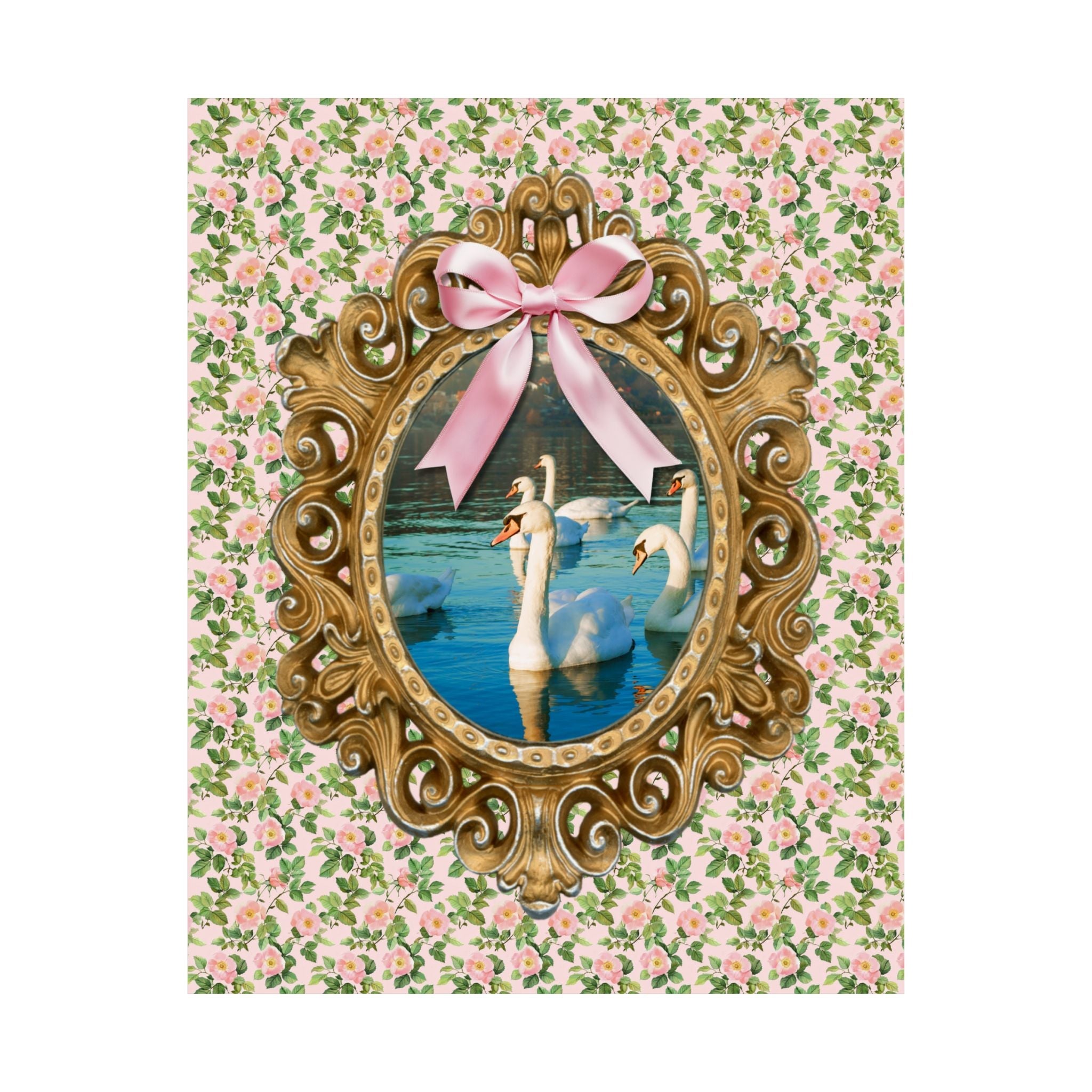 Cottagecore Swan Poster with Flowers, Silly Animal Lover Print for Mom, Present for Sister or Friend Who Loves Birds, Cute Birthday Gift - Opal and June