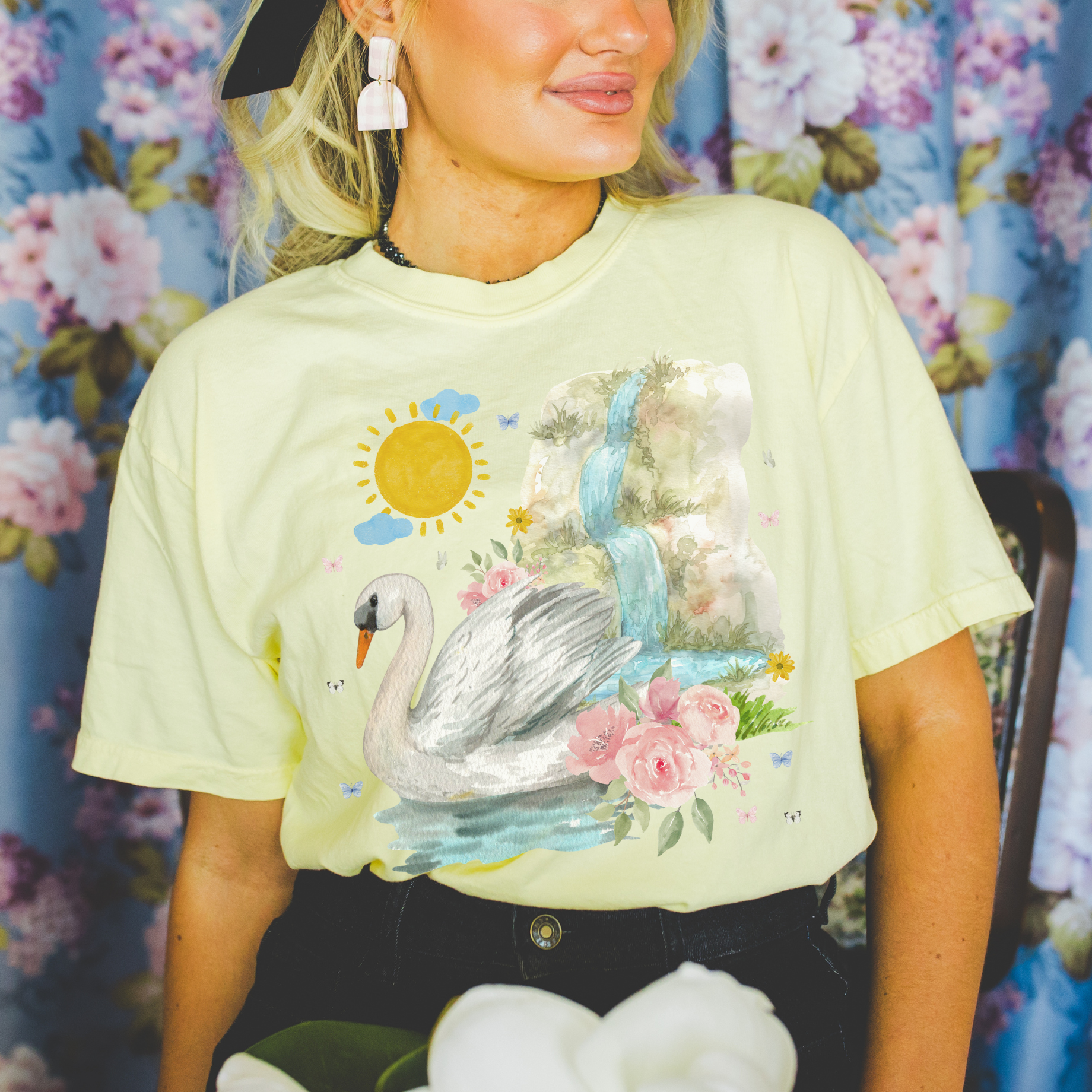 Cottagecore Swan Tee Shirt - Opal and June
