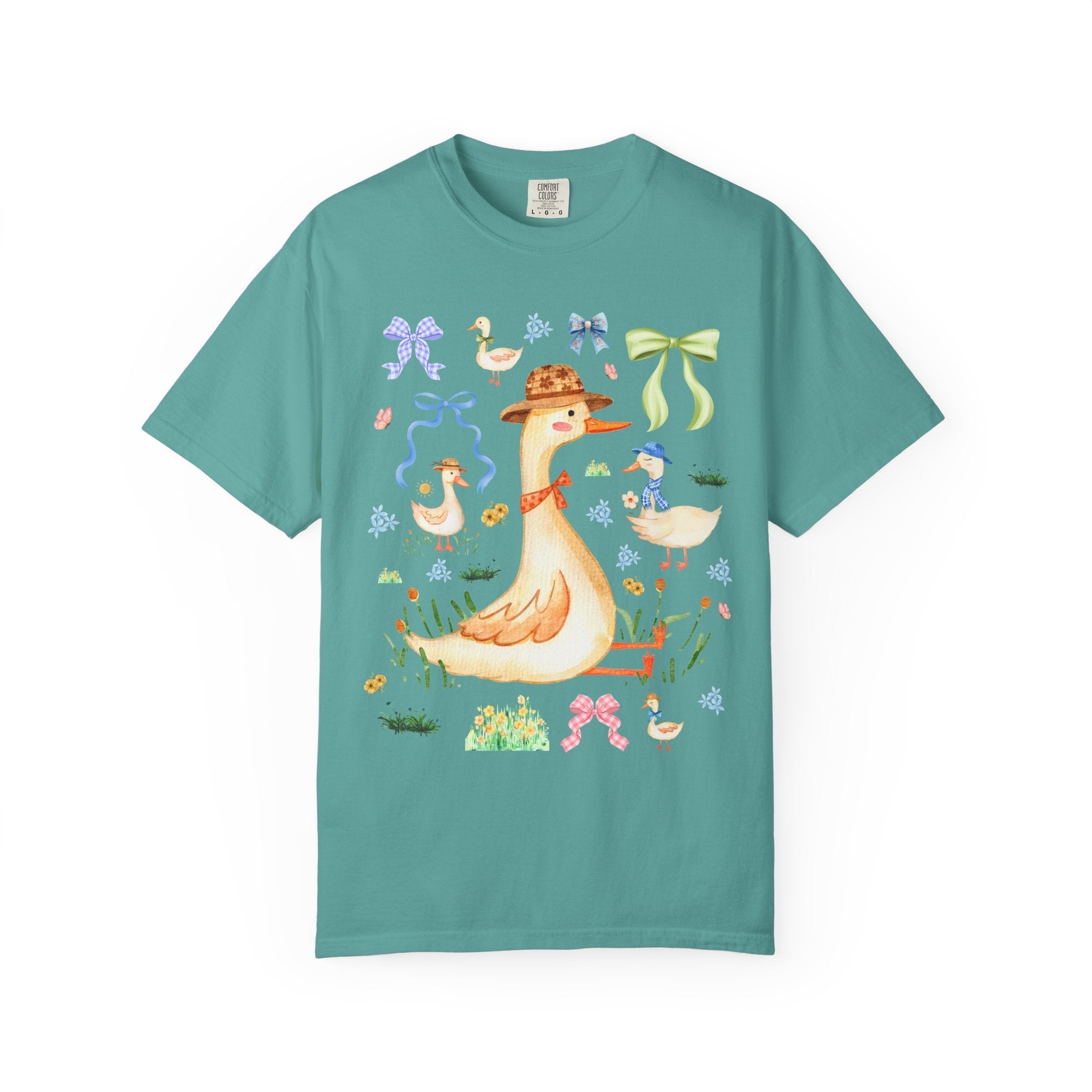 Cottageore Goose Tee Shirt with Flower and Ribbons - Opal and June
