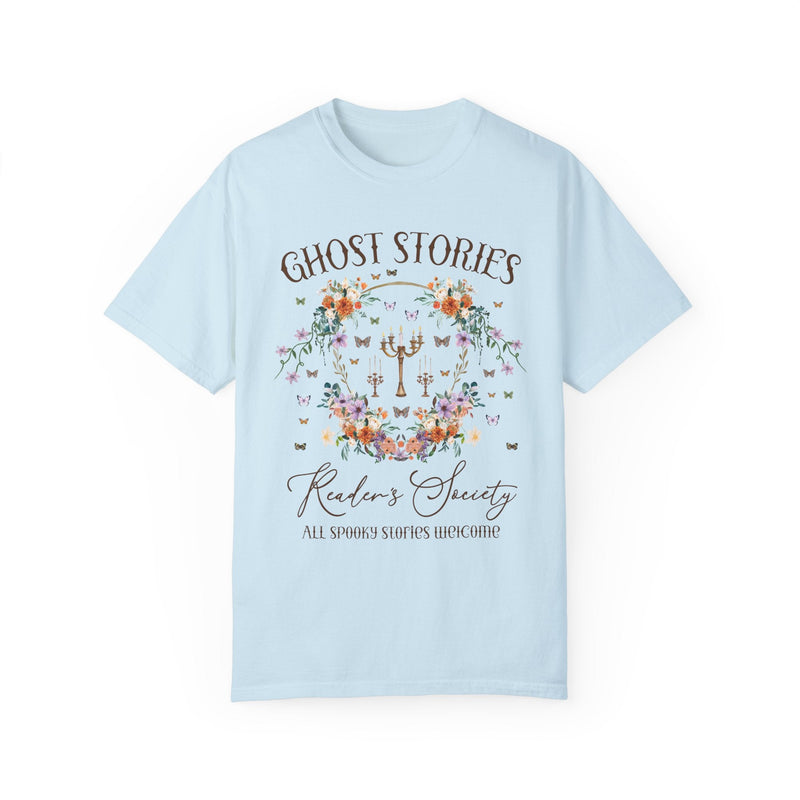 Cozy Bookish Tee Shirt for Halloween or Romance Reader Who Loves Spooky Books: Ghost Stories Reader's Society, Cottagecore Book Lover Gift - Opal and June