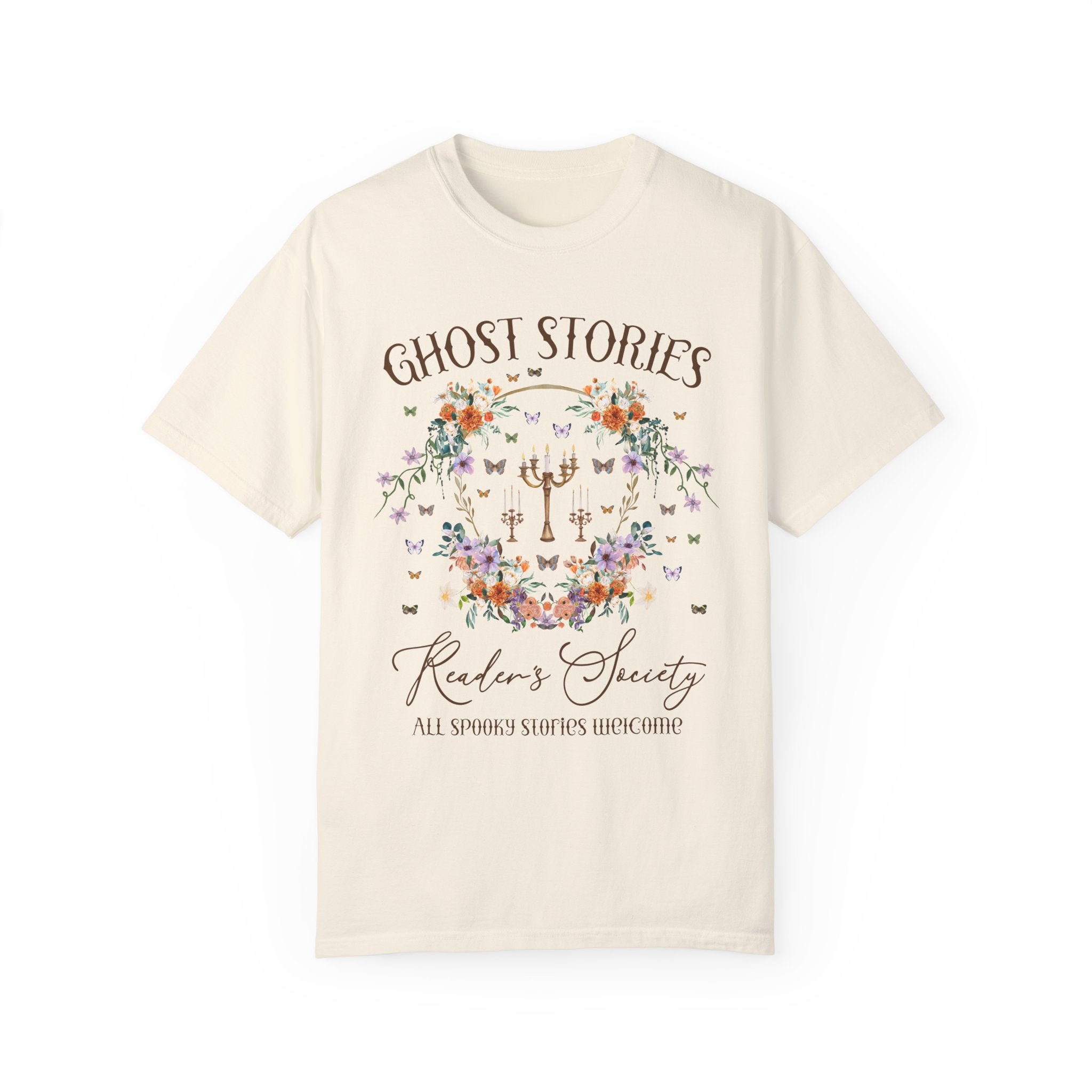 Cozy Bookish Tee Shirt for Halloween or Romance Reader Who Loves Spooky Books: Ghost Stories Reader's Society, Cottagecore Book Lover Gift - Opal and June