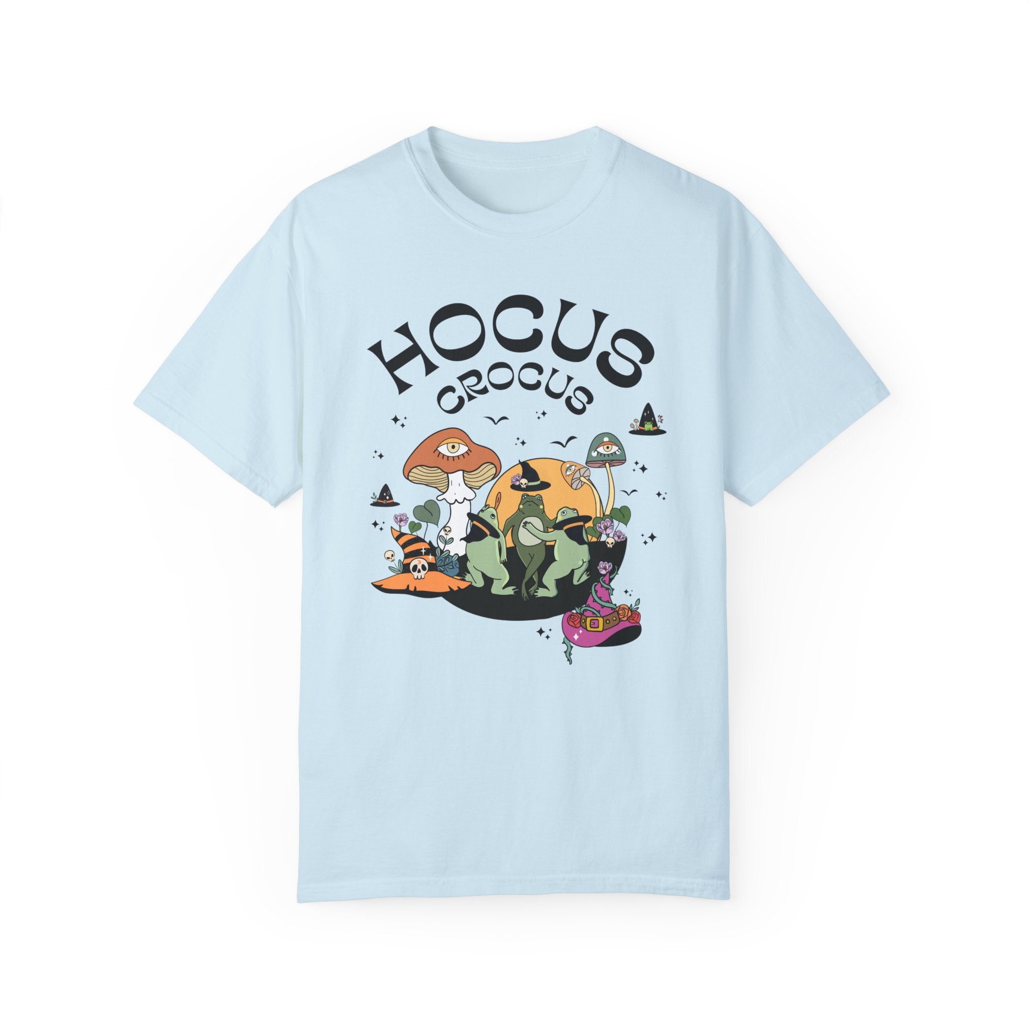 Cozy Halloween Frog Shirt for Garden Lover with Witchy Vibe: Hocus Crocus, Funny Gardening Tee with Frogs for Halloween, Whimsigoth Mushroom - Opal and June
