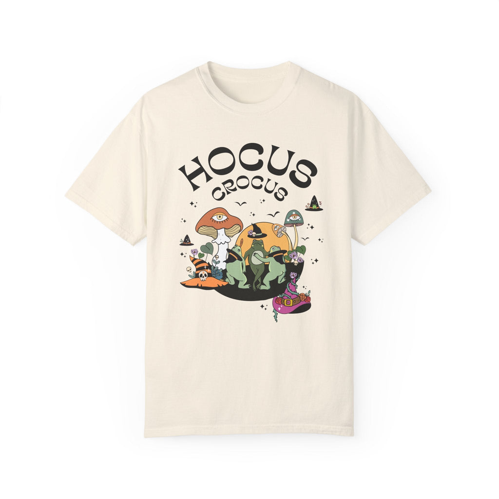 Cozy Halloween Frog Shirt for Garden Lover with Witchy Vibe: Hocus Crocus, Funny Gardening Tee with Frogs for Halloween, Whimsigoth Mushroom - Opal and June