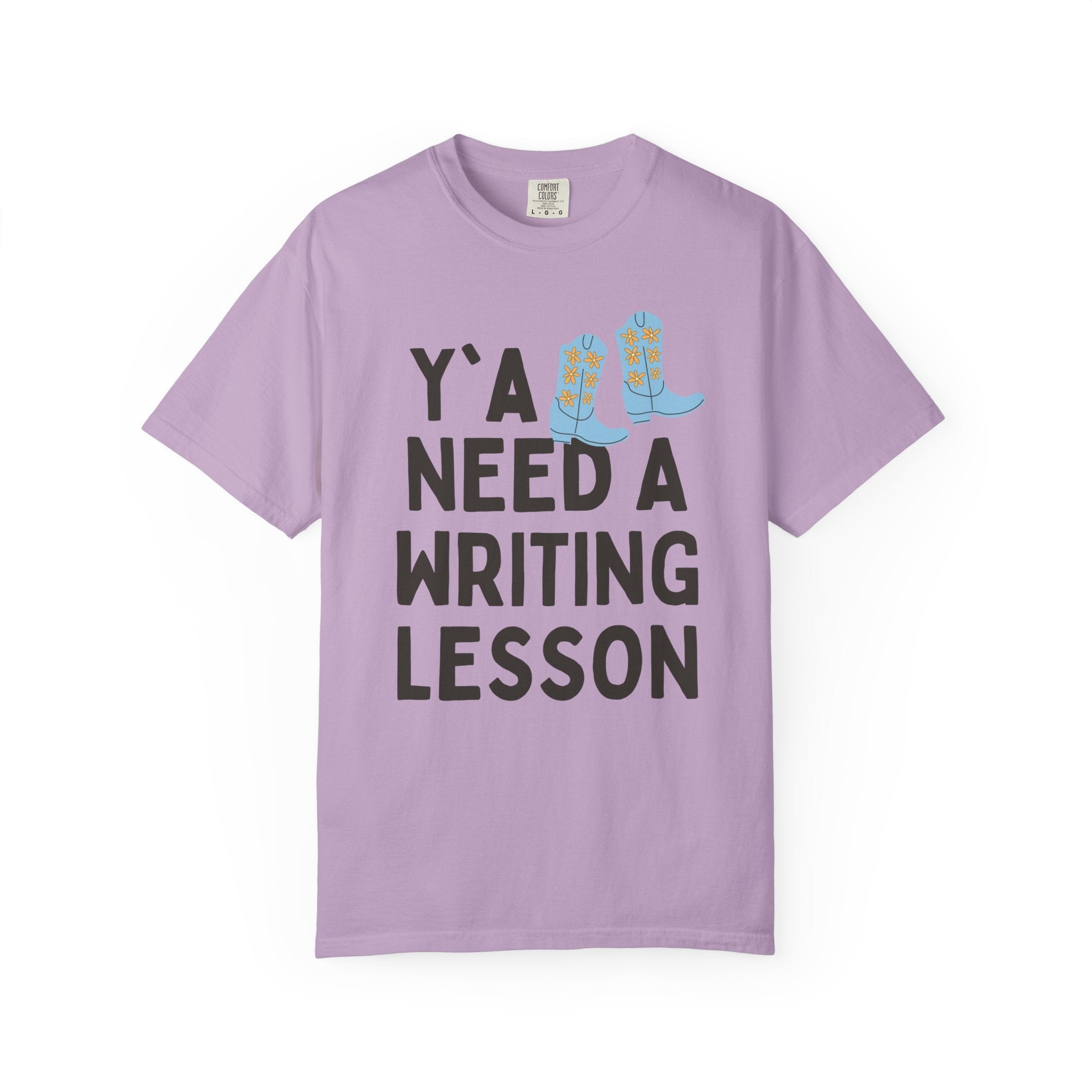 Creative Writing Teacher Tee Shirt for Book Author or Literature Professor, Funny Saying English Major T-Shirt with Boots, Writing Workshop - Opal and June