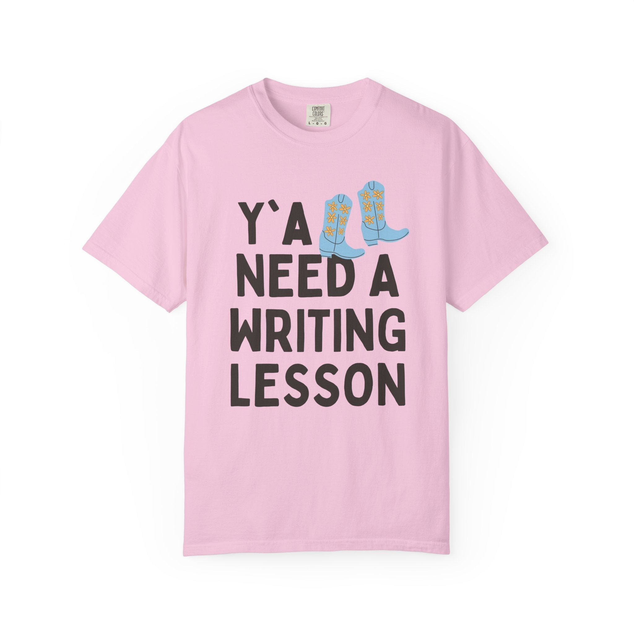 Creative Writing Teacher Tee Shirt for Book Author or Literature Professor, Funny Saying English Major T-Shirt with Boots, Writing Workshop - Opal and June