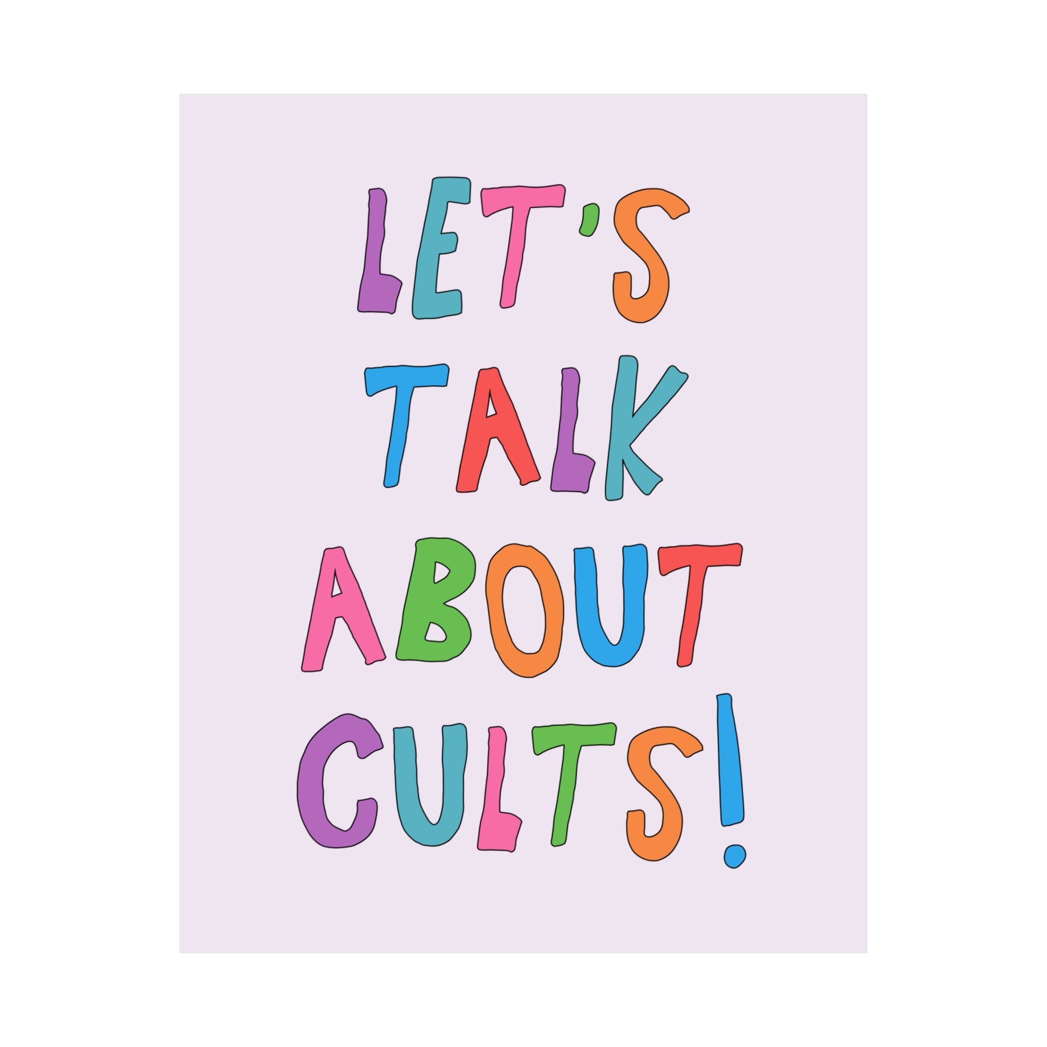 Cult History Poster Print for Historian Who Loves Spooky History, Morbid Historical Crime: Let's Talk About Cults! - Opal and June