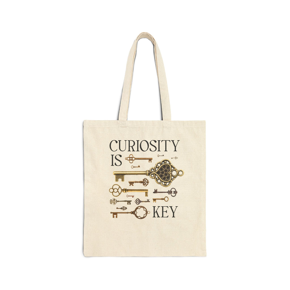 Curiosity is Key: Cute Vintage Aesthetic Tote Bag with Keys for Elementary School Teacher or Junior High School Principal - Opal and June