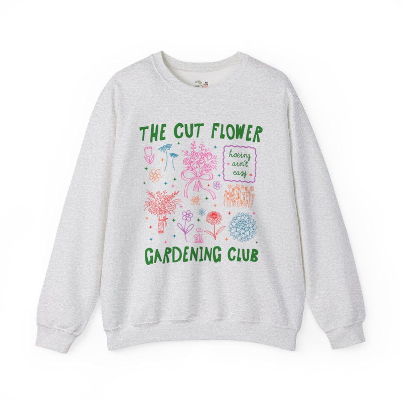 Cut Flower Gardening Sweatshirt, Flower Farmer or Mom Who Grows Cut Garden Flowers, Cute Gardening Crewneck with 90s Y2k Aeshetic Doodles - Opal and June