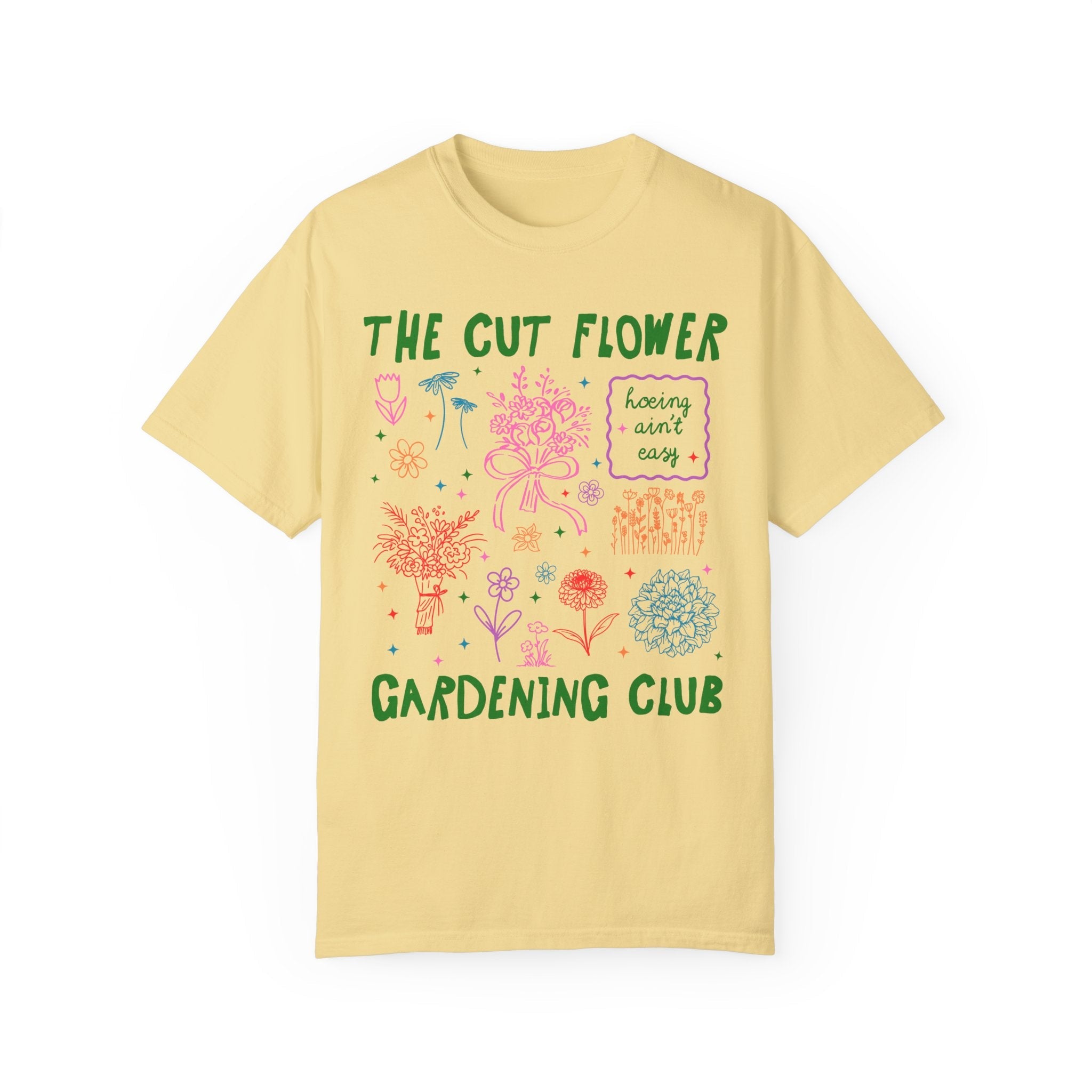 Cut Flower Gardening Tee Shirt for Flower Farmer or Mom Who Grows Cut Garden Flowers, Cute Gardening T-Shirt with 90s Y2k Aeshetic Doodles - Opal and June