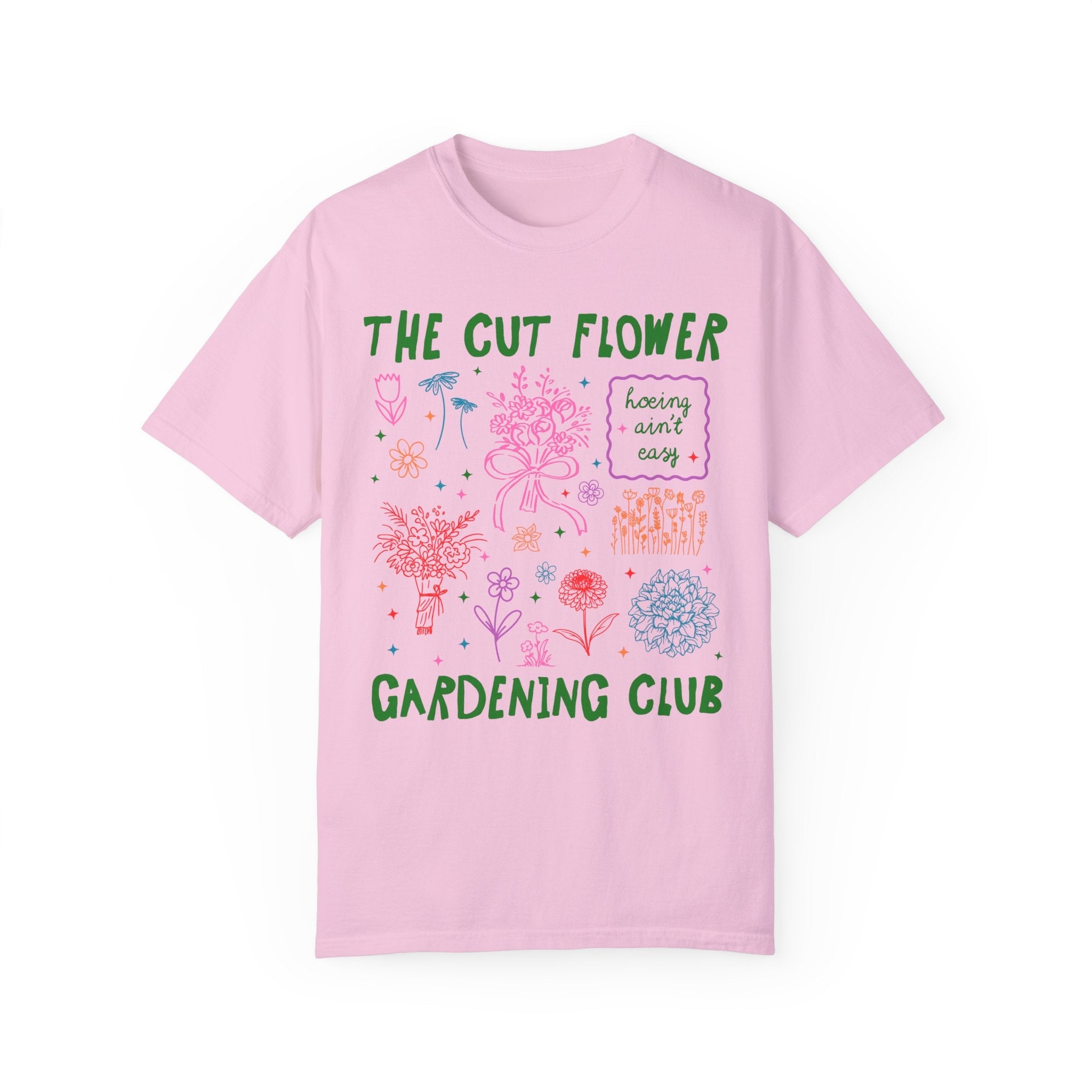 Cut Flower Gardening Tee Shirt for Flower Farmer or Mom Who Grows Cut Garden Flowers, Cute Gardening T-Shirt with 90s Y2k Aeshetic Doodles - Opal and June