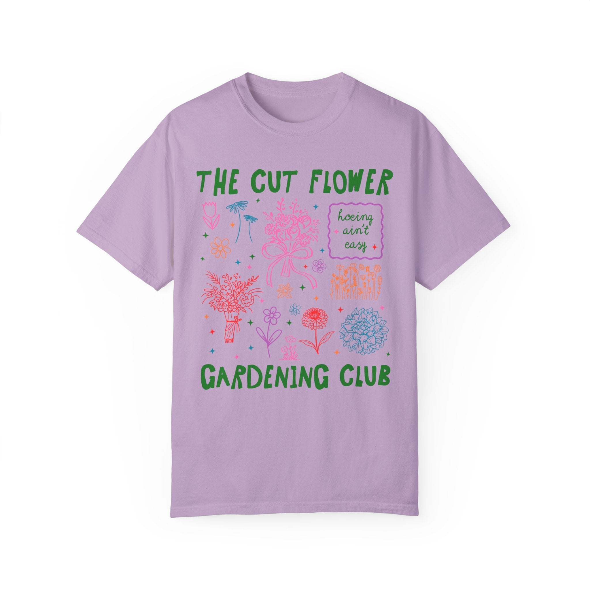 Cut Flower Gardening Tee Shirt for Flower Farmer or Mom Who Grows Cut Garden Flowers, Cute Gardening T-Shirt with 90s Y2k Aeshetic Doodles - Opal and June