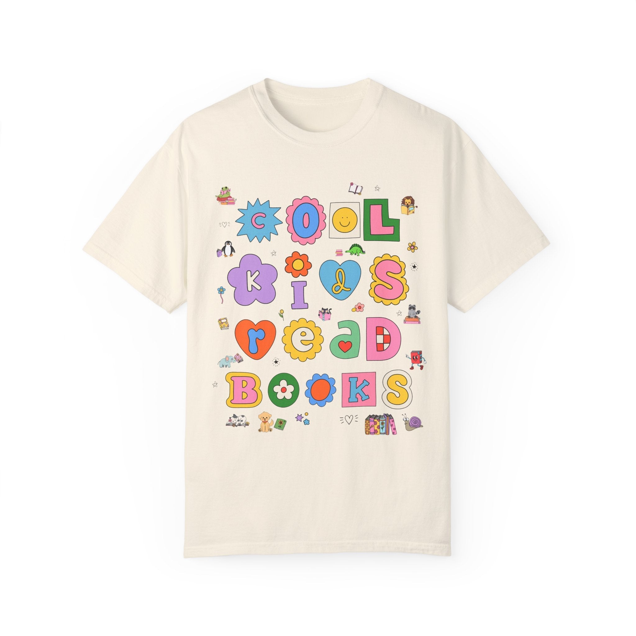 Cute Book Reading Teacher Tee Shirt for School Librarian or Elementary School Teacher, Adorable Y2K Aesthetic Shirt for Book Lover Bookworm - Opal and June