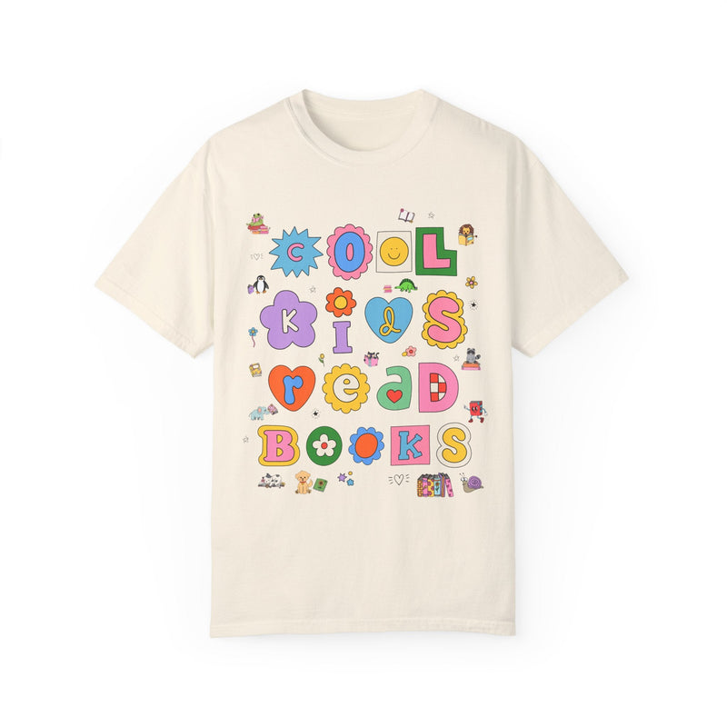 Cute Book Reading Teacher Tee Shirt for School Librarian or Elementary School Teacher, Adorable Y2K Aesthetic Shirt for Book Lover Bookworm - Opal and June