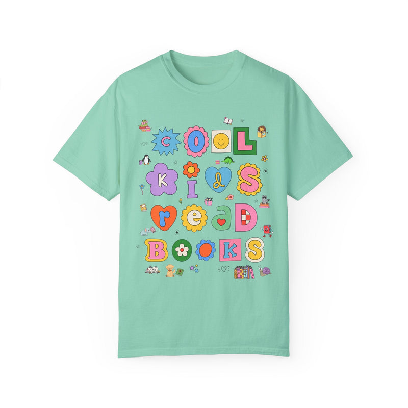 Cute Book Reading Teacher Tee Shirt for School Librarian or Elementary School Teacher, Adorable Y2K Aesthetic Shirt for Book Lover Bookworm - Opal and June