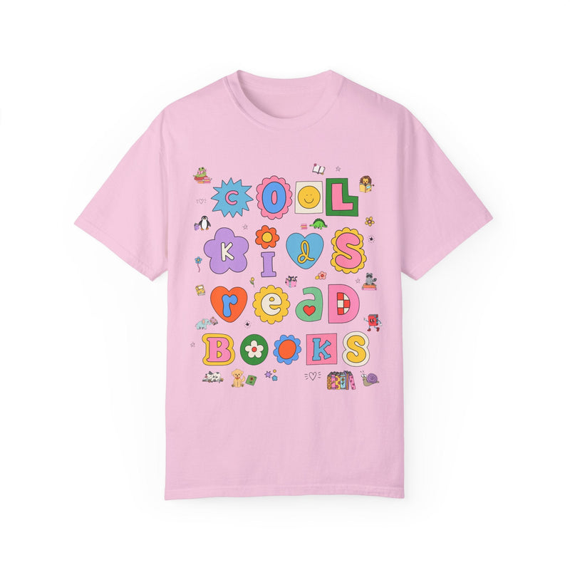 Cute Book Reading Teacher Tee Shirt for School Librarian or Elementary School Teacher, Adorable Y2K Aesthetic Shirt for Book Lover Bookworm - Opal and June