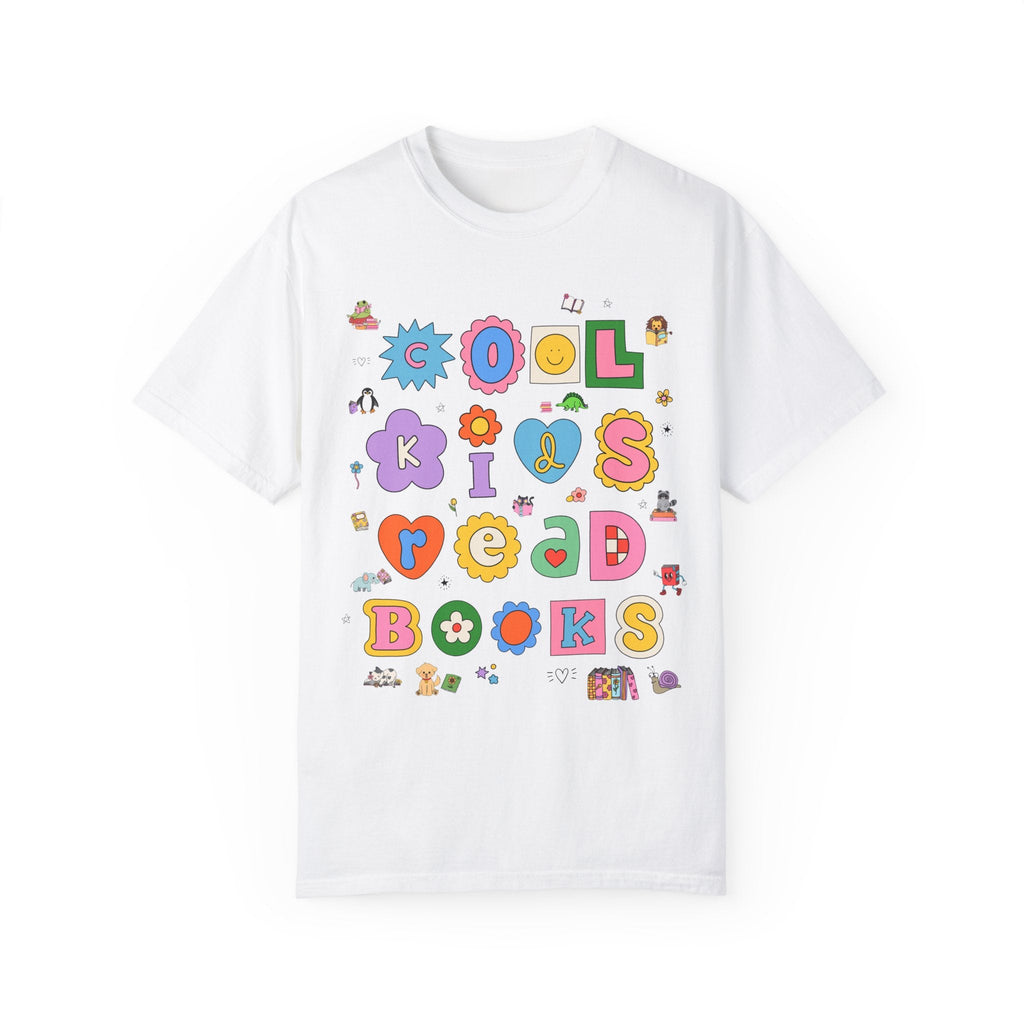 Cute Book Reading Teacher Tee Shirt for School Librarian or Elementary School Teacher, Adorable Y2K Aesthetic Shirt for Book Lover Bookworm - Opal and June