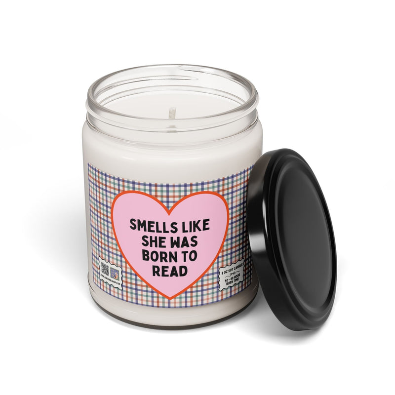 Cute Bookish Candle with 90s Aesthetic Plaid, Funny Bookworm Gift for Sister or Friend Who Loves to Read, 9 Oz Soy Candle for Librarian - Opal and June