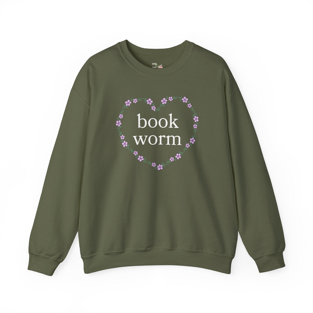 Cute Bookworm Sweatshirt, Book Lover or Friend Who Loves Romance Novels, Floral Cottageore Librarian Gift, Reading Teacher Flower Crewneck - Opal and June