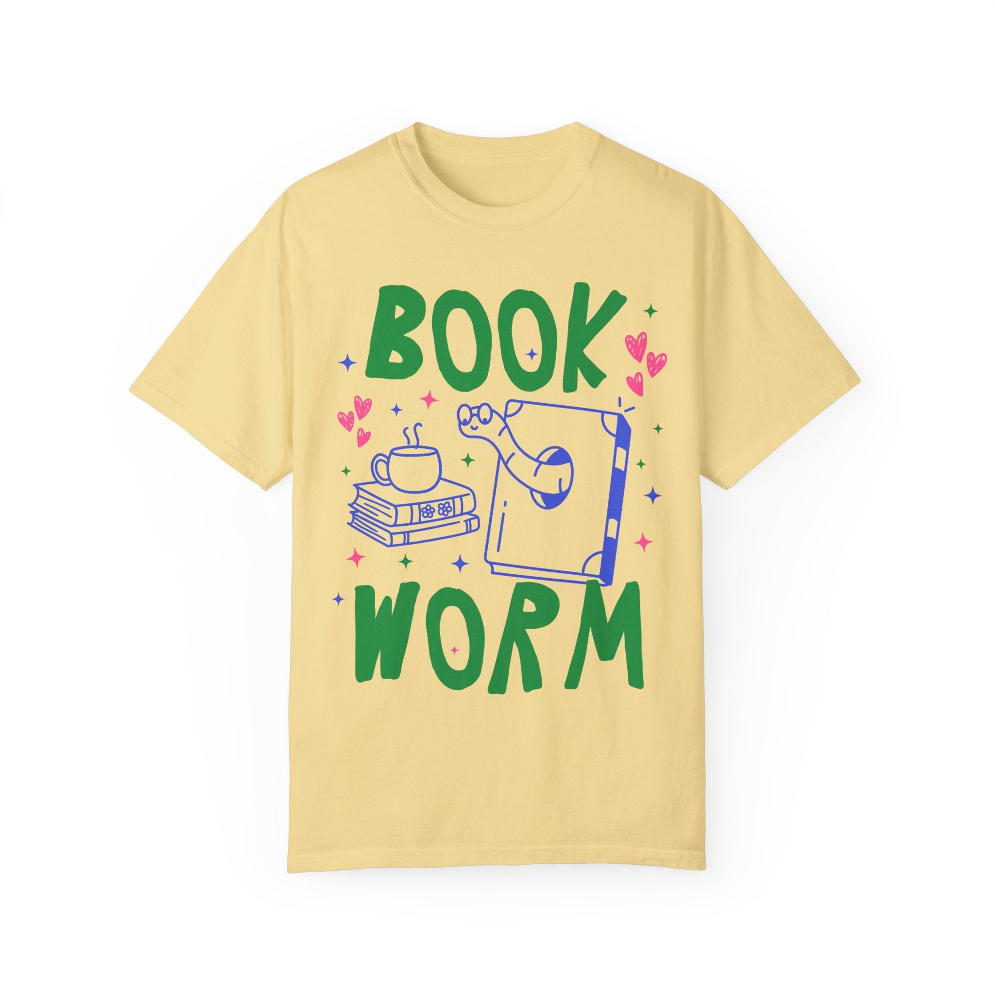 Cute Bookworm T-Shirt for Reading Teacher or School Librarian, Adorable Y2K 90s Aesthetic Book Lover Tee Shirt with Hearts, Romance Reader - Opal and June