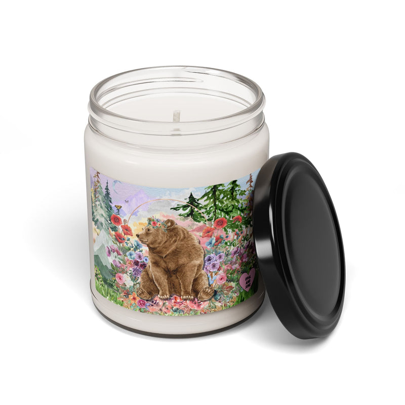 Cute Cottagecore Bear Candle for Animal Lover: 9 Oz Soy Candle, Cozy Whimsigoth Candle for Bear Lover, Boho Forestcore Gift for Nature Hiker - Opal and June