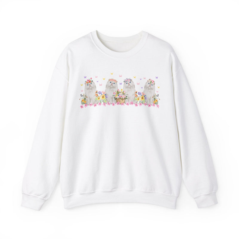 Cute Cottagecore Cat Sweatshirt for Cat Mom: Silly Coquette Grandma Aesthetic Shirt, Cat Lover, 90s Throwback Shirt with Boho Butterflies - Opal and June