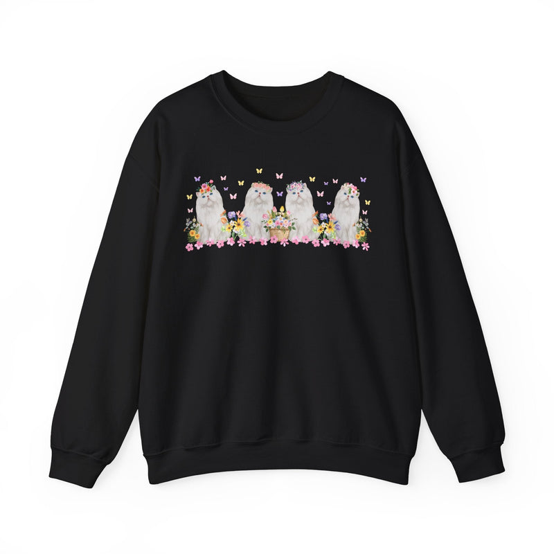 Cute Cottagecore Cat Sweatshirt for Cat Mom: Silly Coquette Grandma Aesthetic Shirt, Cat Lover, 90s Throwback Shirt with Boho Butterflies - Opal and June
