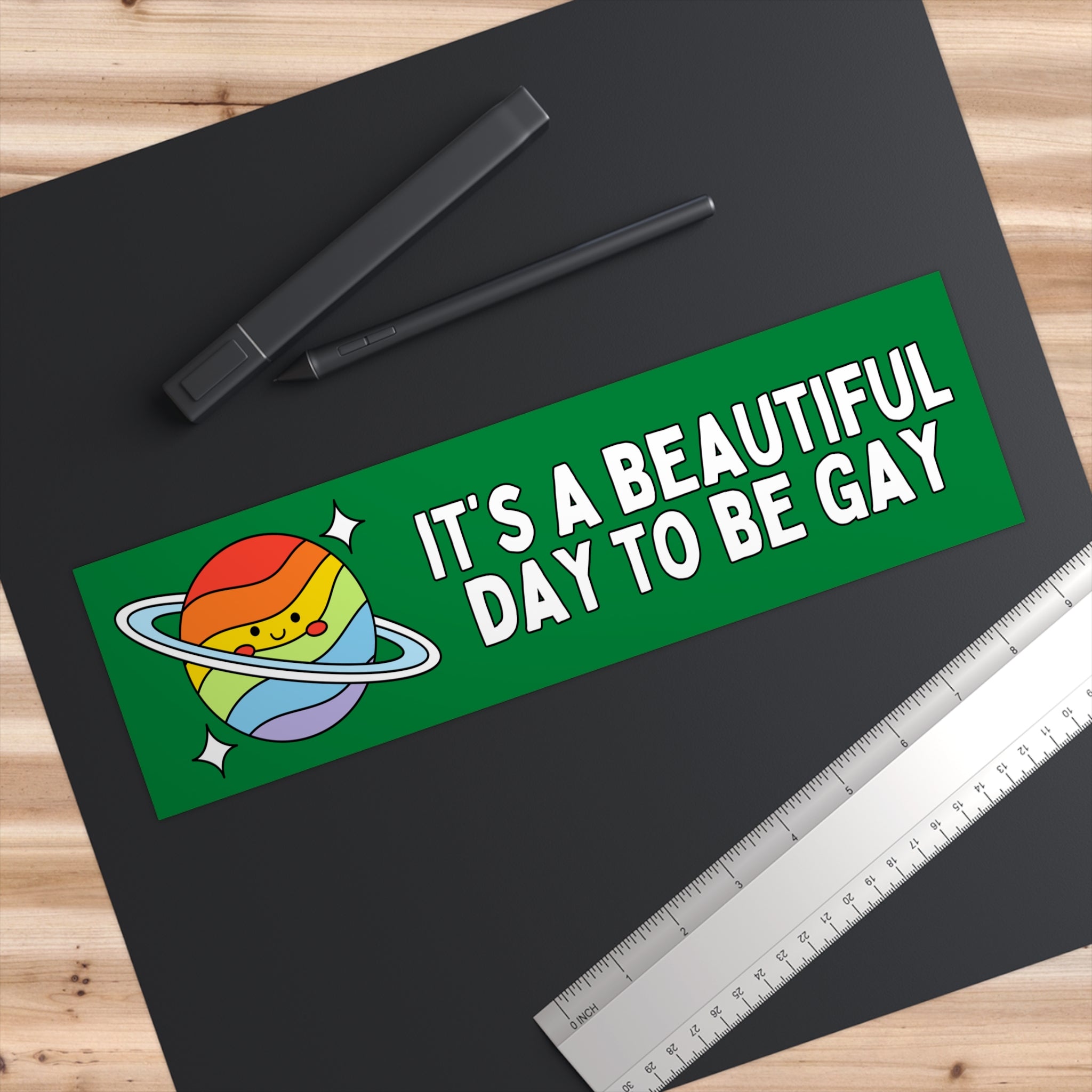 Cute Equal Rights Sticker with Rainbow: It's a Beautiful Day to be Gay, Funny Saying LGBTQ Sticker for Pride Month, Lesbian or Gay Sticker - Opal and June
