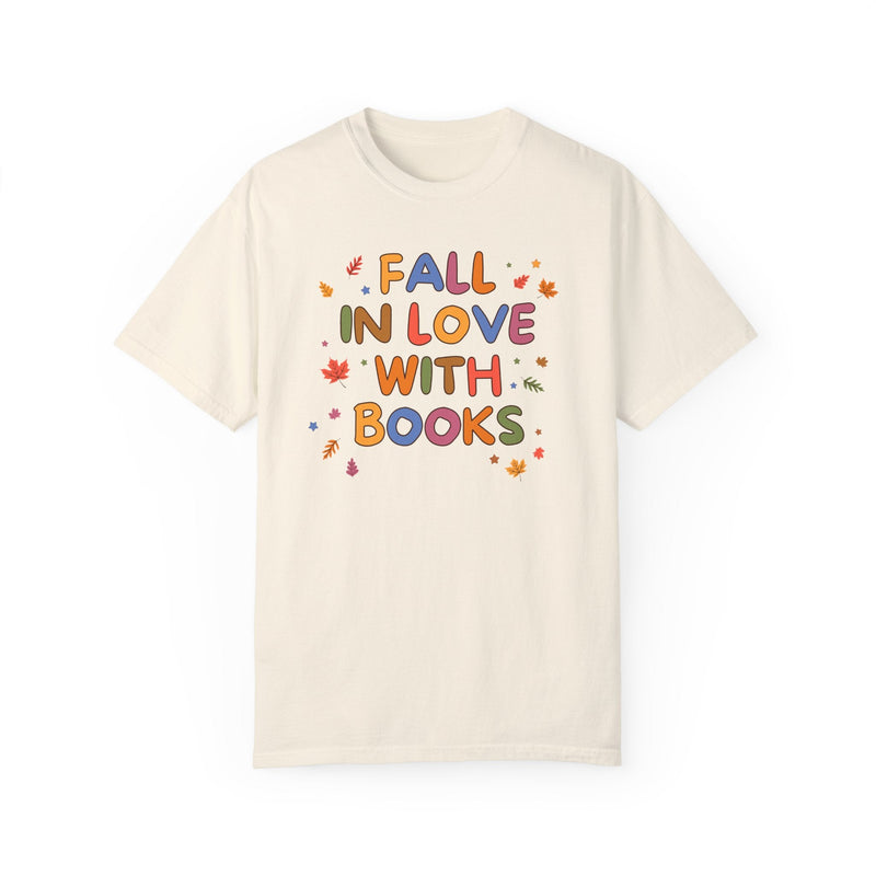 Cute Fall Reading Teacher Tee Shirt: Fall in Love With Books, Adorable Y2K Aesthetic Bookish Shirt for School Librarian, First Grade Teacher - Opal and June