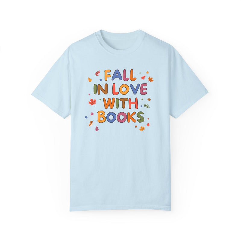 Cute Fall Reading Teacher Tee Shirt: Fall in Love With Books, Adorable Y2K Aesthetic Bookish Shirt for School Librarian, First Grade Teacher - Opal and June