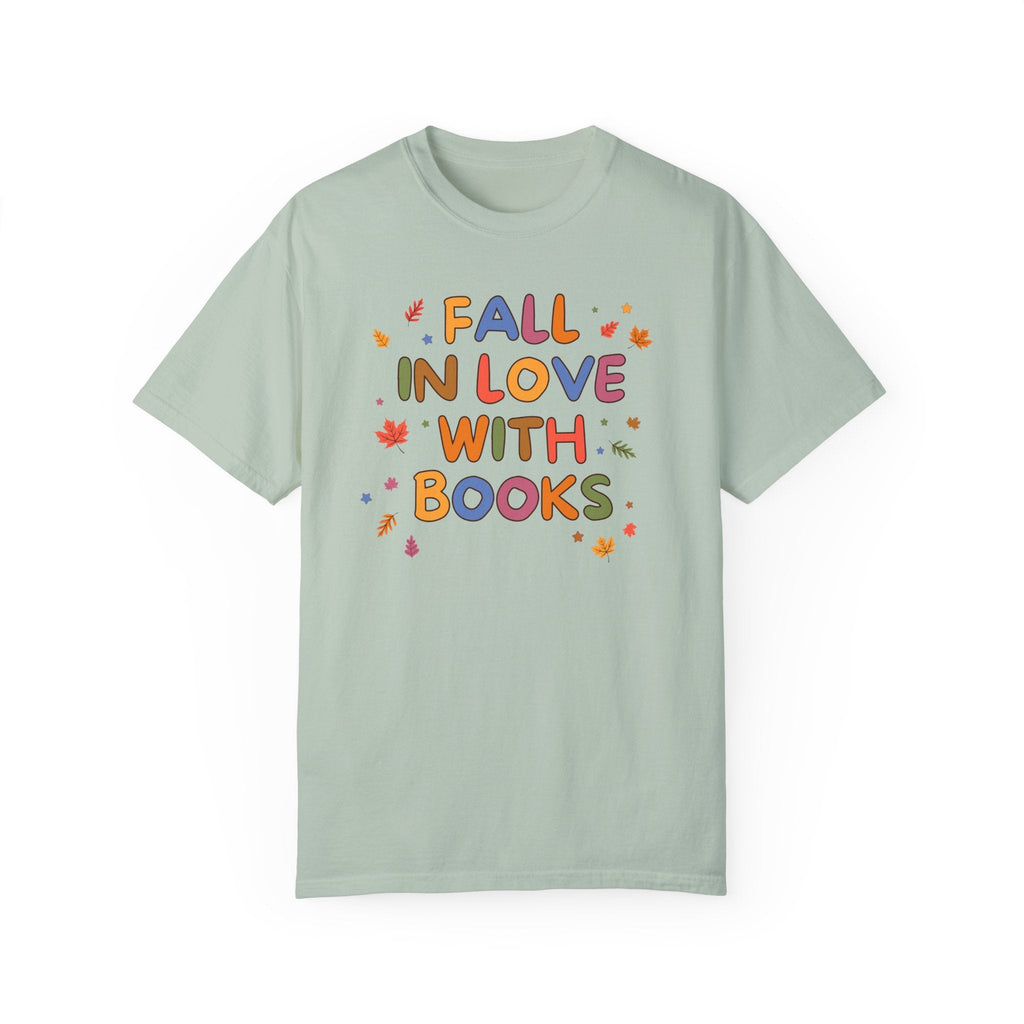 Cute Fall Reading Teacher Tee Shirt: Fall in Love With Books, Adorable Y2K Aesthetic Bookish Shirt for School Librarian, First Grade Teacher - Opal and June