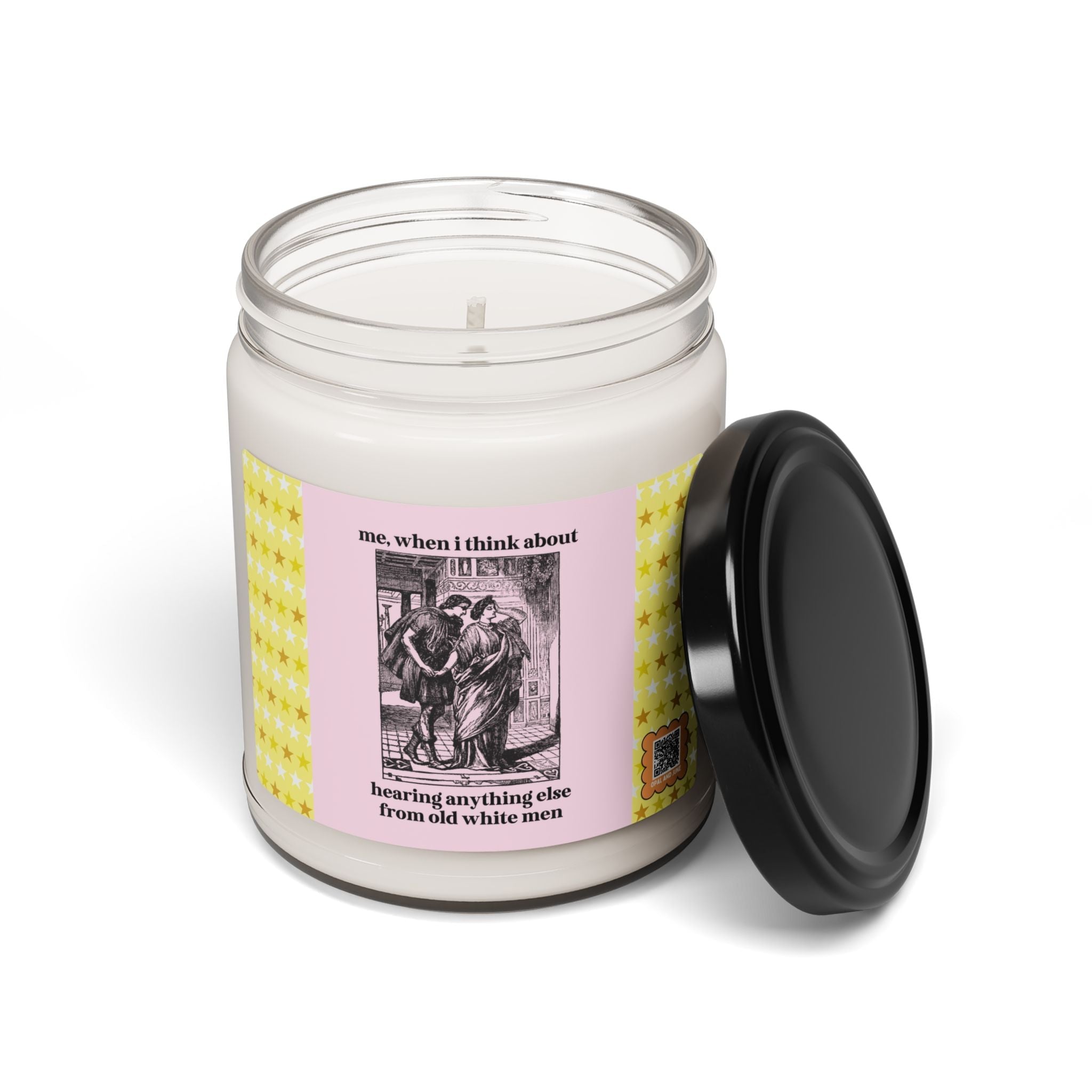Cute Feminist Gift for Historian, Equal Rights Funny Saying Womens Rights Candle, Vintage Aesthetic, Heard Enough From Old White Men Present - Opal and June