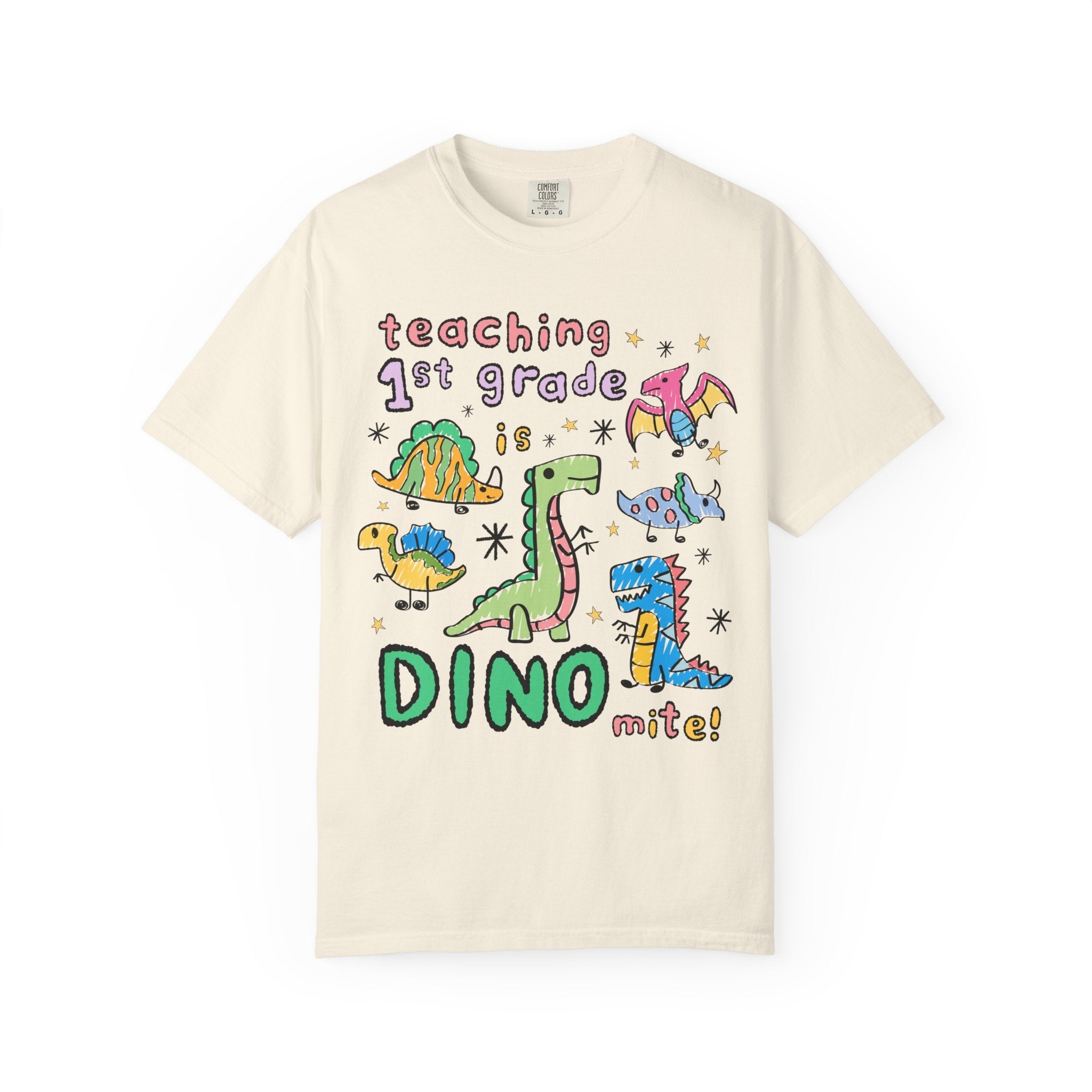 Cute First Grade Teacher Dinosaur Lover Tee Shirt for Back to School, Funny Saying Dinosaur T-Shirt for Teacher Team, Matching Teacher Tee - Opal and June