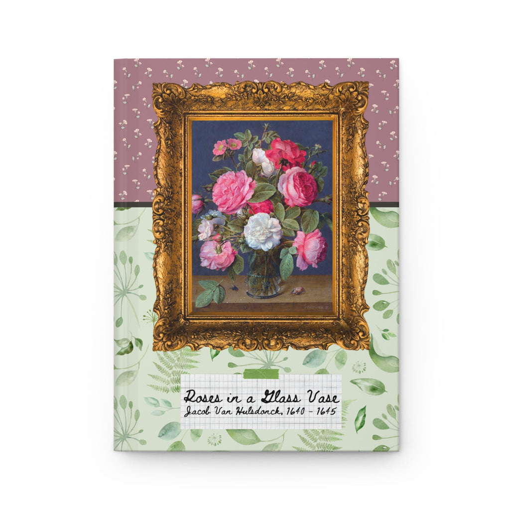 Cute Floral Hardcover Notebook with Famous Flower Paintings: Roses in a Glass Vase, Sunflowers by Claude Monet, Eelke Eelkeman Lined Journal - Opal and June