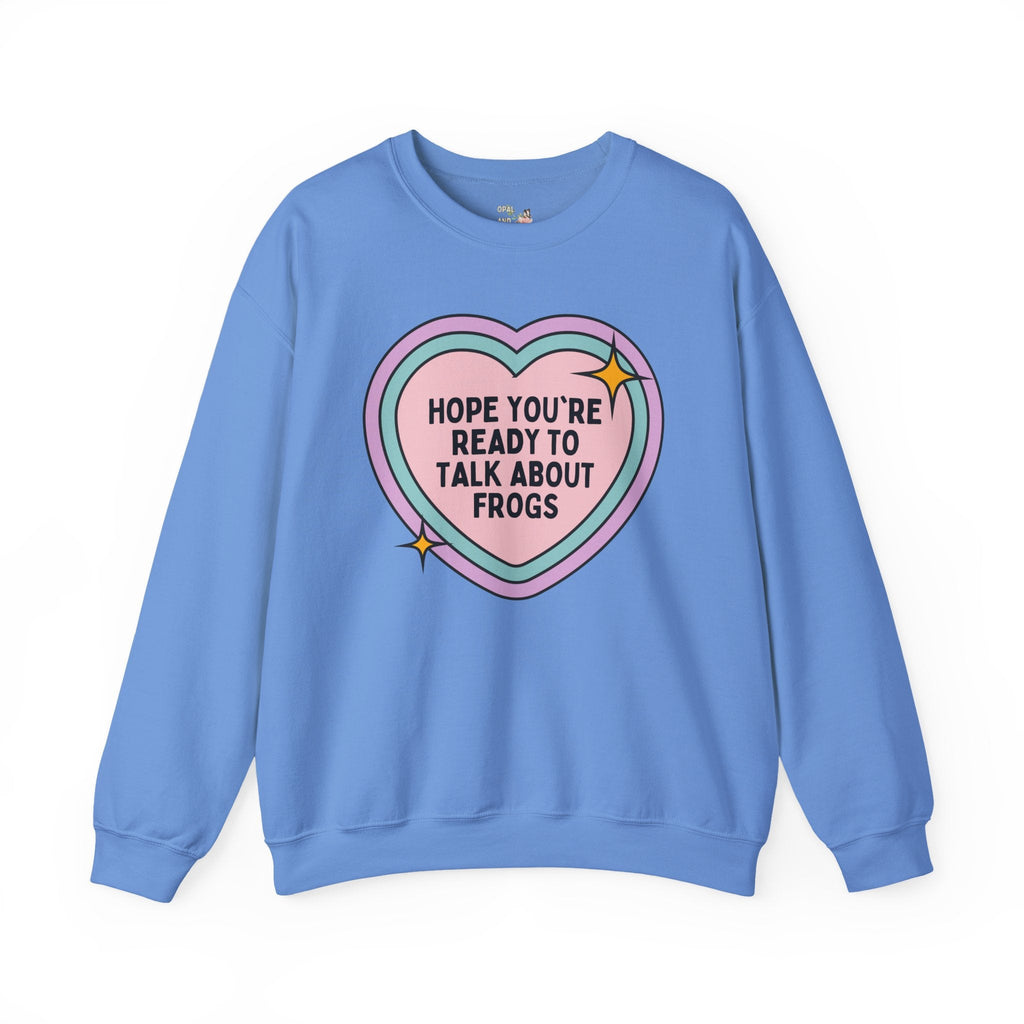 Cute Frog Lover Sweatshirt for Herpetologist, Frog Biologist, Gift for Friend Who Loves Amphibians, Silly Zoology Professor Shirt with Heart - Opal and June