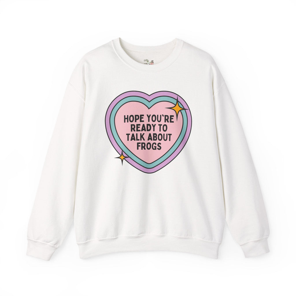 Cute Frog Lover Sweatshirt for Herpetologist, Frog Biologist, Gift for Friend Who Loves Amphibians, Silly Zoology Professor Shirt with Heart - Opal and June