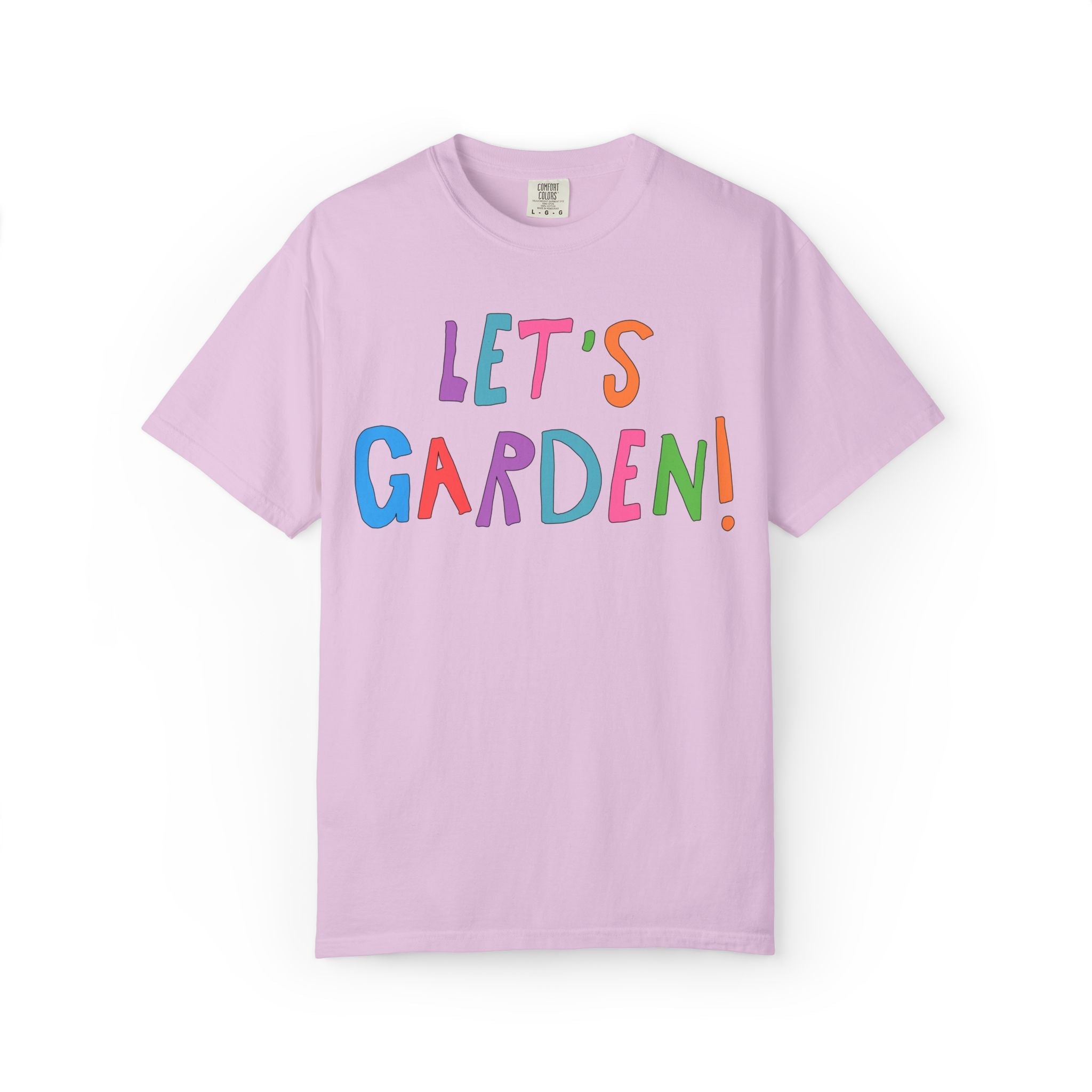Cute Gardening Tee Shirt for Flower Farmer or Mom Who Loves to Garden: Let's Garden! | Colorful Maximalist 90s Aesthetic Tee for Gardener - Opal and June